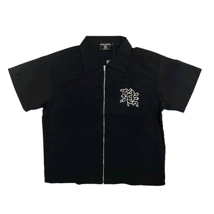 Embroidered Gemstone-Inlaid Zip up Shirt & Shorts Set 28475731