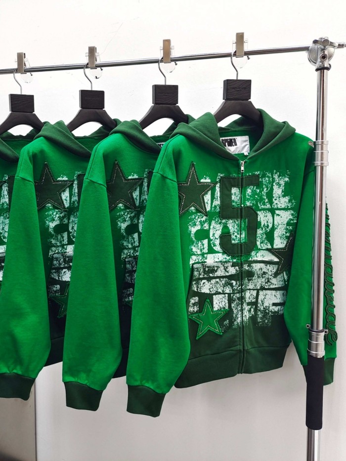 [Big & Tall for weights up to 220 lbs]1:1 quality version Patchwork Embroidery Rhinestone Five-Pointed Star hoodie 28478613