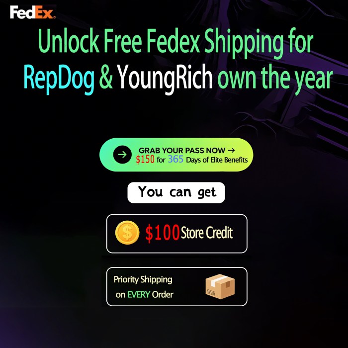 Velocity Pass: Unlock Free Fedex Shipping for RepDog & YoungRich own the year