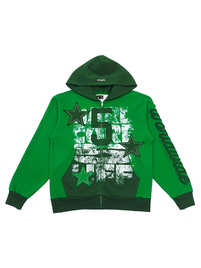 [Big & Tall for weights up to 220 lbs]1:1 quality version Patchwork Embroidery Rhinestone Five-Pointed Star hoodie 28478613