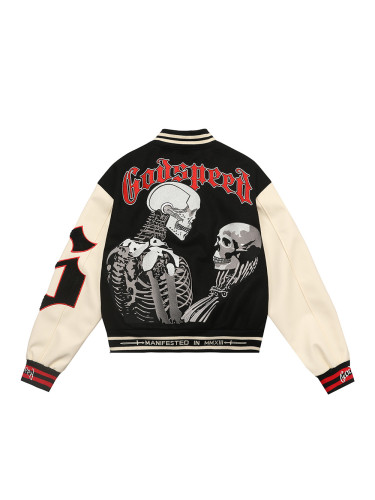 Skull Letter Embroidered Baseball Jacket 28481821