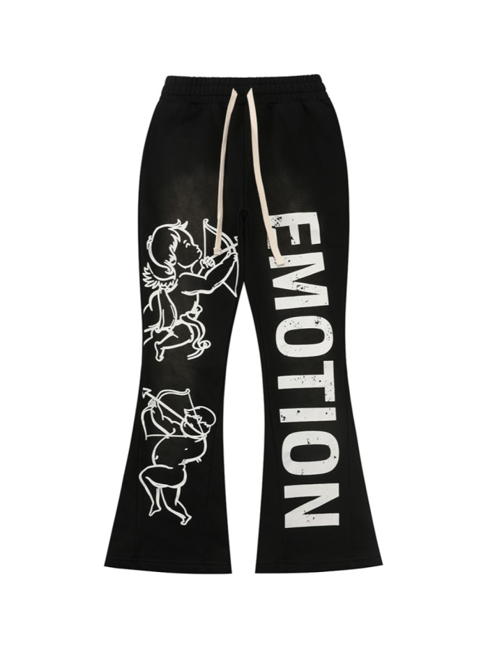 Logo Print Washed Version  Cupid  Flared sweatpants 2 colors 28475745