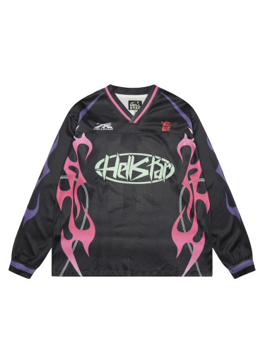 Pink and Purple Flame Digital Printed Mesh Long Sleeve T-Shirt 28474848