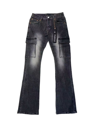   1:1 quality version Washed black Cargo Flared Jeans 28485584