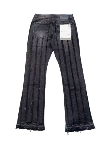   1:1 quality version Patchwork embroidered vertical stripe vintage jeans 28474812