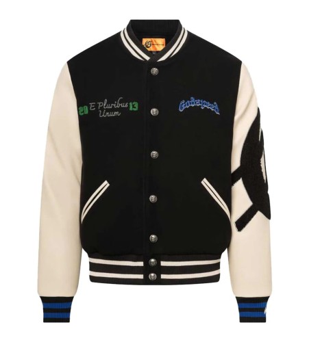 Dog Head Moon Embroidered Baseball Jacket 28485555