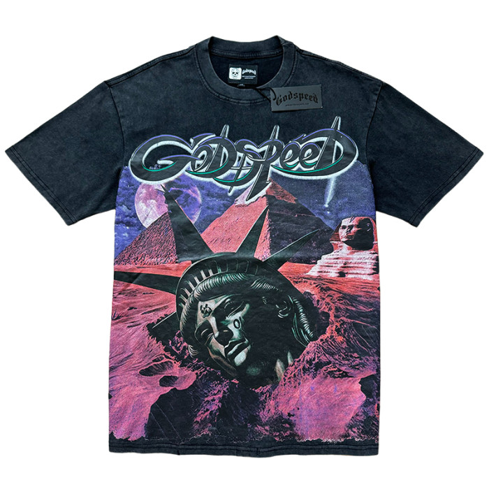 [Buy Two Get One Free]Desert-Buried Statue Print Washed Version Tee 2 colors 28485566