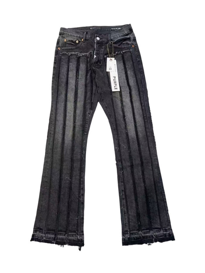   1:1 quality version Patchwork embroidered vertical stripe vintage jeans 28474812