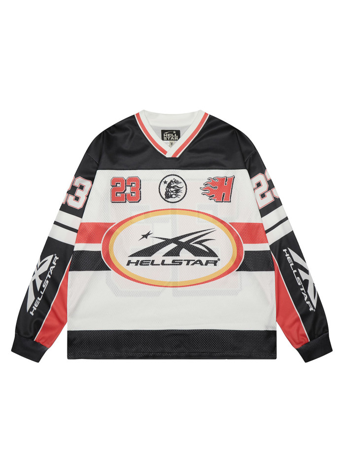 Color-blocking logo printed mesh Long Sleeve T-Shirt 28474851