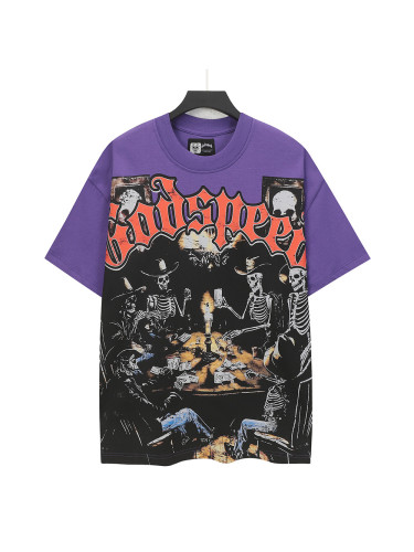 [Buy Two Get One Free]Skull Gathering Gambling Printed Washed Version Tee 2 colors 28487751