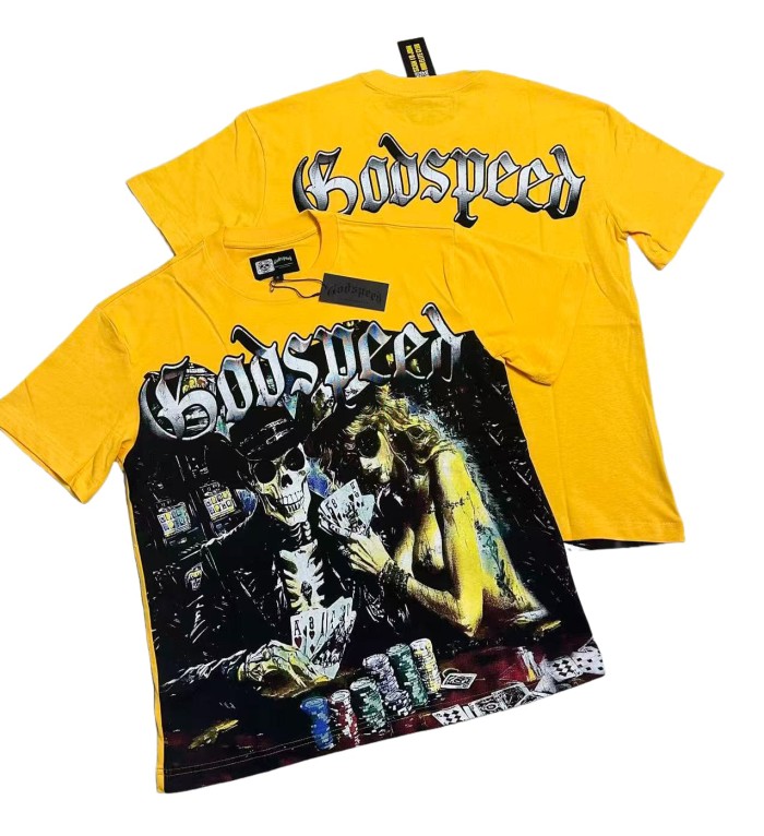 [Buy Two Get One Free]Skeleton Beauty Playing Cards Printed Washed Version Tee 2 colors 28487062