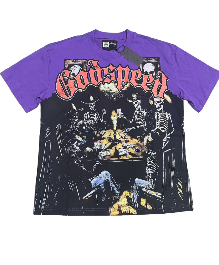 [Buy Two Get One Free]Skull Gathering Gambling Printed Washed Version Tee 2 colors 28487751