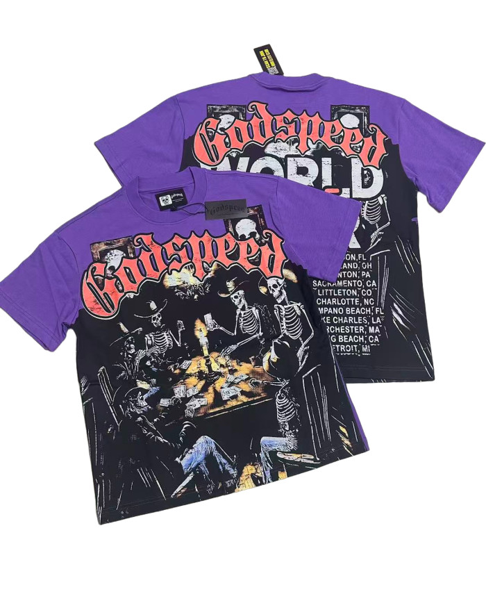 [Buy Two Get One Free]Skull Gathering Gambling Printed Washed Version Tee 2 colors 28487751