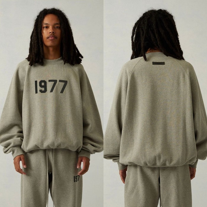 [Big & Tall for weights up to 220 lbs]1:1 quality version 3D Flocked 1977 Digital Crewneck Pullover Sweatshirt 4 colors 28491693