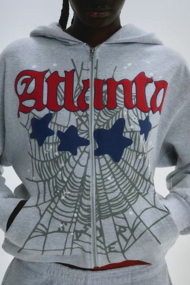 [Big & Tall for weights up to 220 lbs]1:1 quality version Atlanta Printed Zipper Hoodie & Pants Set 28493206