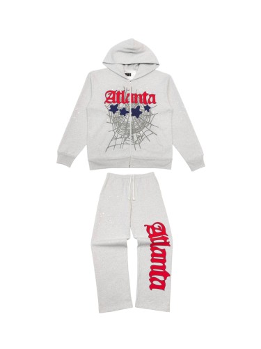 [Big & Tall for weights up to 220 lbs]1:1 quality version Atlanta Printed Zipper Hoodie & Pants Set 28493206