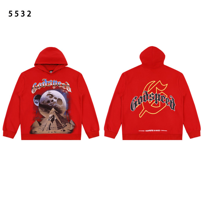  Skeleton Pyramid Moon Print Washed Version Hoodie 2 colors 28495501