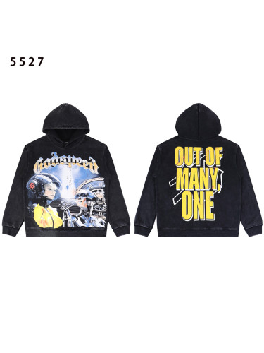 [Buy One Get One Free]  Robot Print Washed Version Hoodie 2 colors 28495504