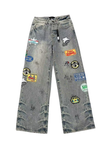 [Buy One Get One Free]  1:1 quality version Badge Embroidered Wide-Leg Jeans 28495505