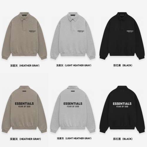 [Big & Tall for weights up to 220 lbs]1:1 quality version Silicone Letter Lapel Holiday Core Fleece Polo Hoodie 3 colors 28496740