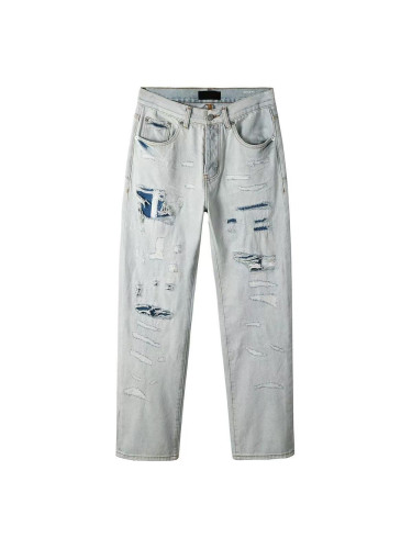   1:1 quality version Blue ripped straight-leg Jeans 28468709