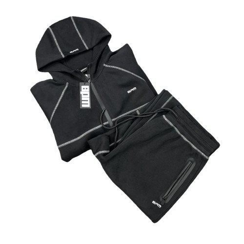 Embroidered Patchwork Drill hoodie & pants set 28462024