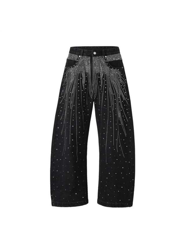 Washed Relaxed Wide-Leg Pearl-Studded Jeans 2 colors 28500158