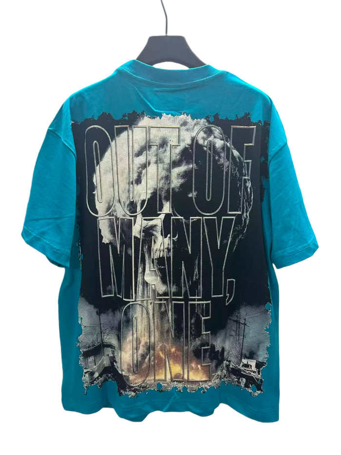 [Buy Two Get One Free]Skull Presses War Initiation Button Printed Washed Version Tee 2 colors 28499577