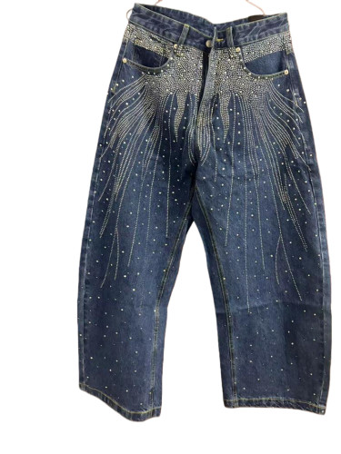 Washed Relaxed Wide-Leg Pearl-Studded Jeans 2 colors 28500158