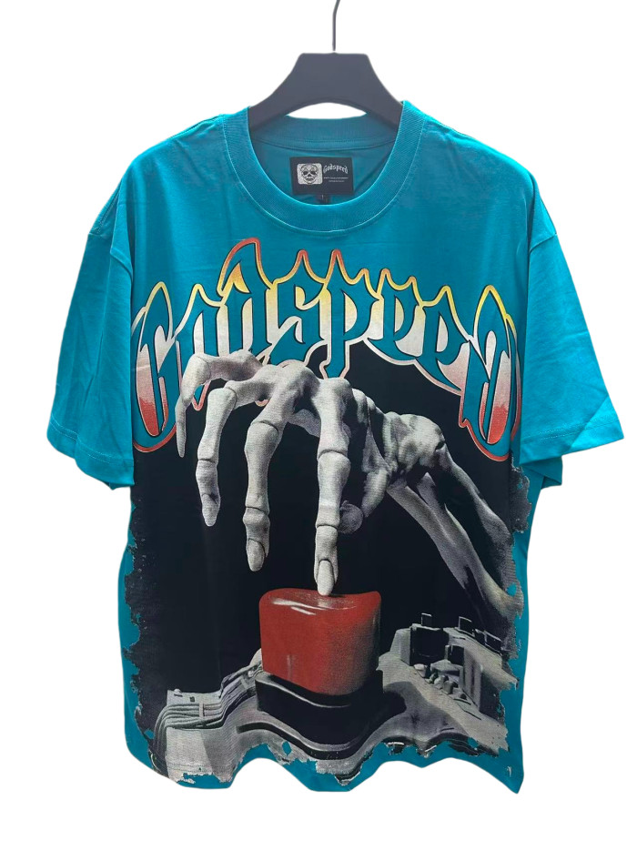 [Buy Two Get One Free]Skull Presses War Initiation Button Printed Washed Version Tee 2 colors 28499577