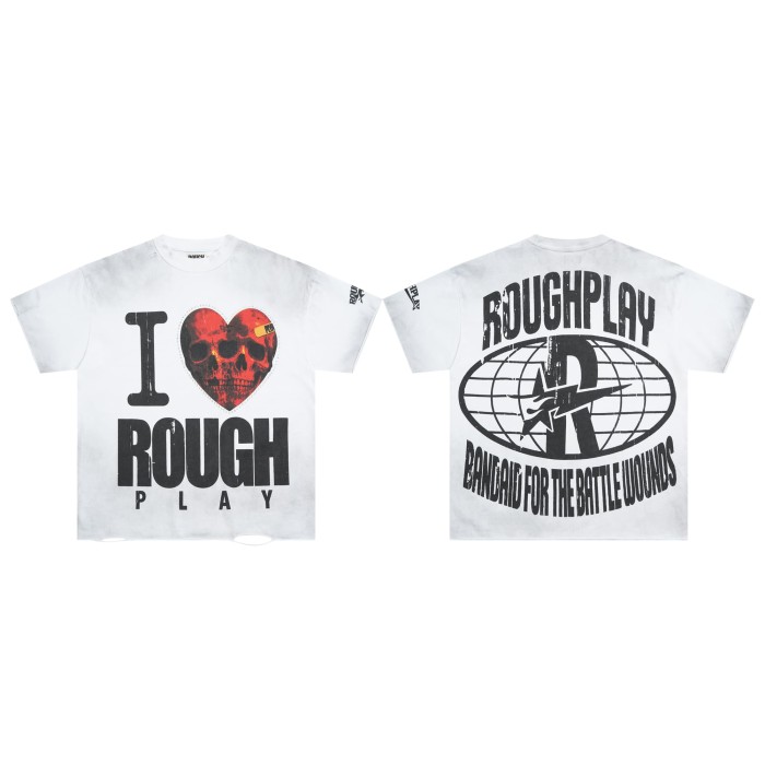 Skull Heart Large Letter Print Distressed Tee 28512743