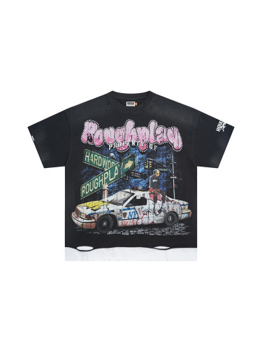 Police Car Graffiti Alphabet Diamond Print Distressed Tee 28512721