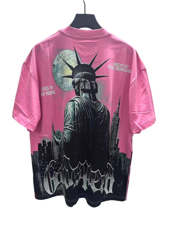 [Buy Two Get One Free]Masked Statue Print Washed Version Tee 2 colors 28515266