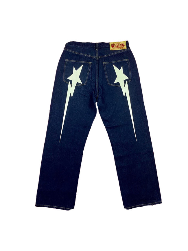 1:1 quality version Lightning Star Ape Head Print Jeans 9 colors 28514941