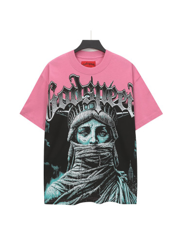 [Buy Two Get One Free]Masked Statue Print Washed Version Tee 2 colors 28515266