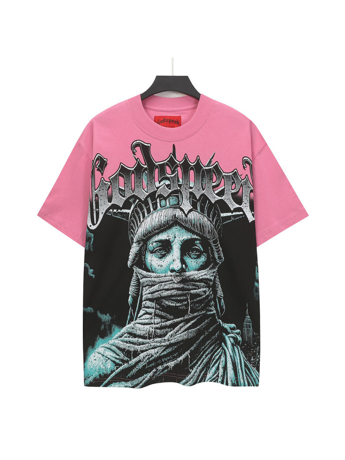 [Buy Two Get One Free]Masked Statue Print Washed Version Tee 2 colors 28515266