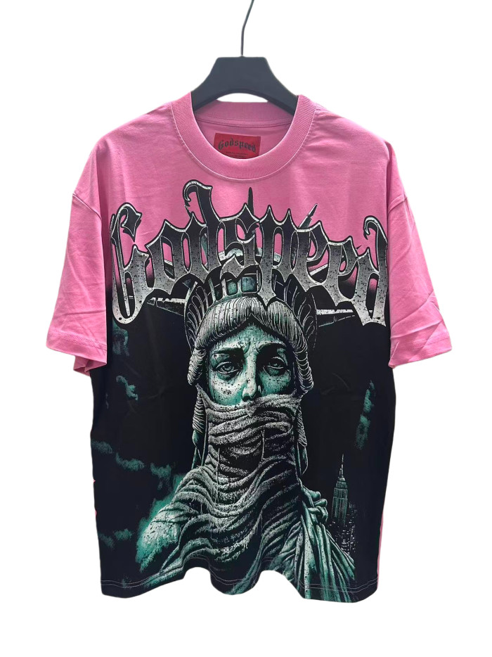 [Buy Two Get One Free]Masked Statue Print Washed Version Tee 2 colors 28515266