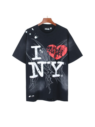 [Buy Two Get One Free]Cracked Letter Print Washed Version Distressed Tee 28515200