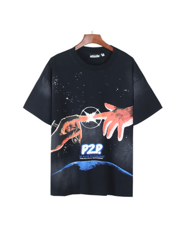 [Buy Two Get One Free]Earth Logo Ink-Splash Print Washed Version Tee 28515051