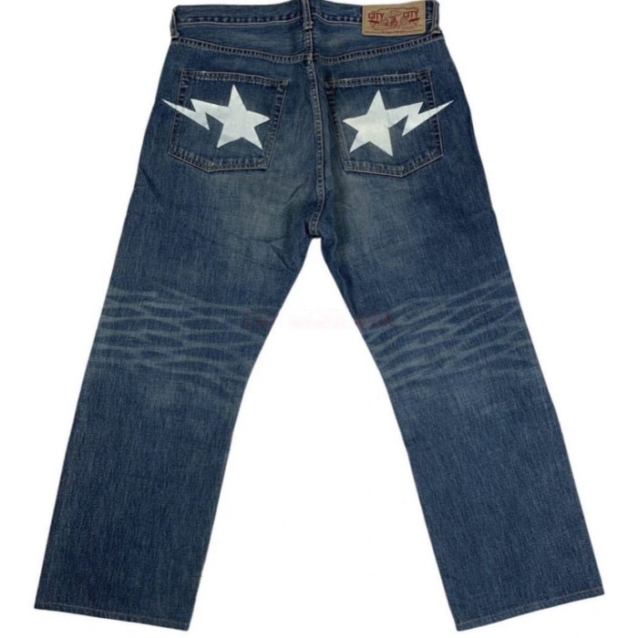 1:1 quality version Lightning Star Ape Head Print Jeans 9 colors 28514941