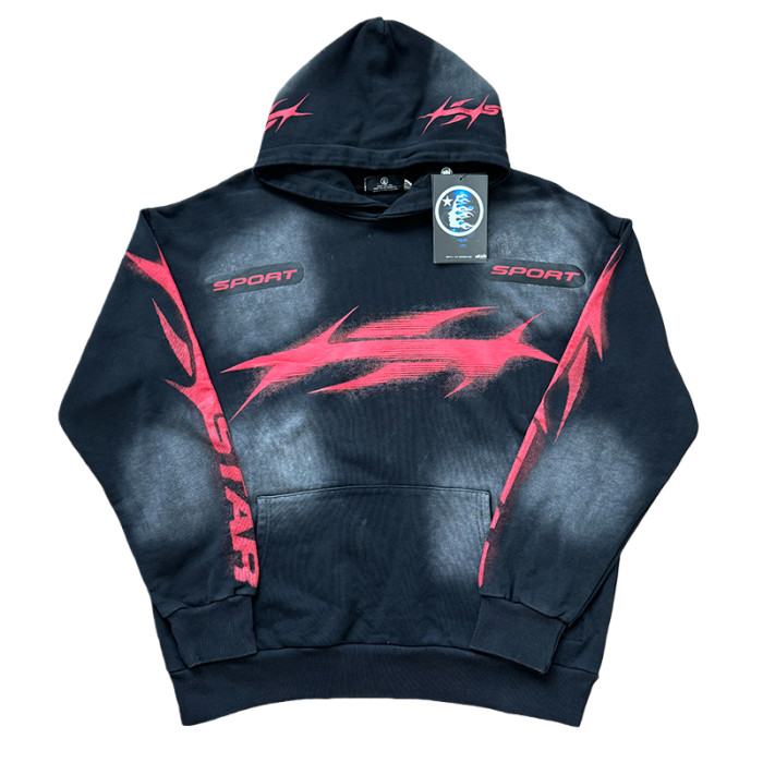 Sport Red Logo Print Washed Version hoodie & pants set 28519162