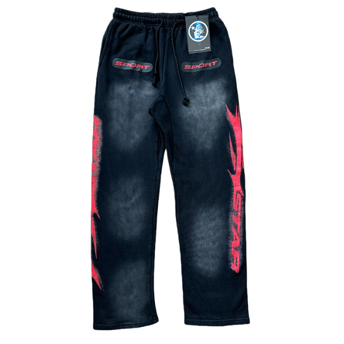 Sport Red Logo Print Washed Version hoodie & pants set 28519162