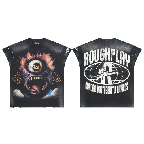Monster Eye Print Rhinestone Distressed Vest 28519062