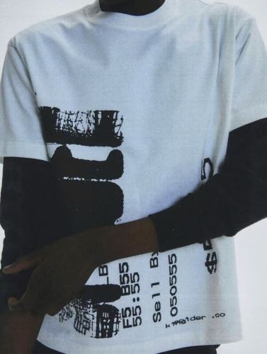 [Big & Tall for weights up to 220 lbs]1:1 quality version Black Vertical Price Tag Print Tee 28523705