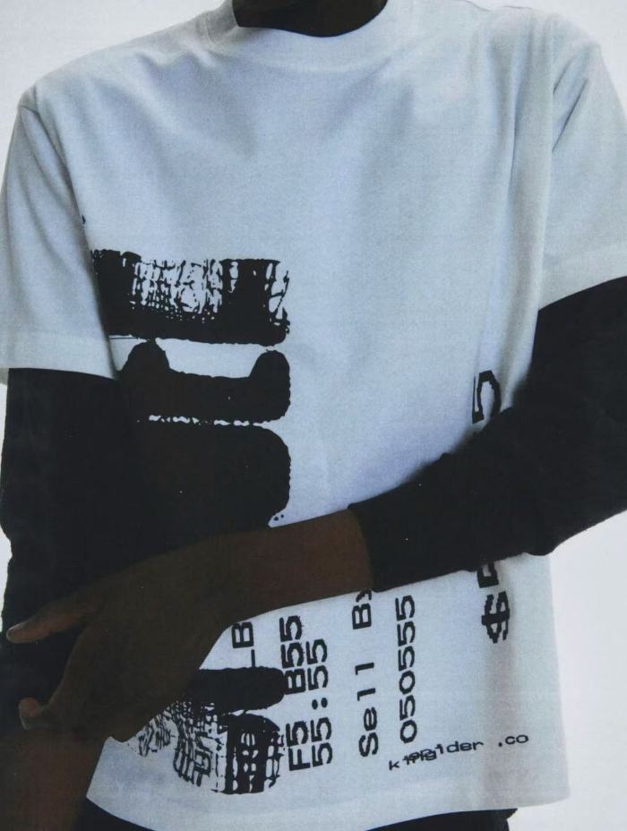 [Big & Tall for weights up to 220 lbs]1:1 quality version Black Vertical Price Tag Print Tee 28523705