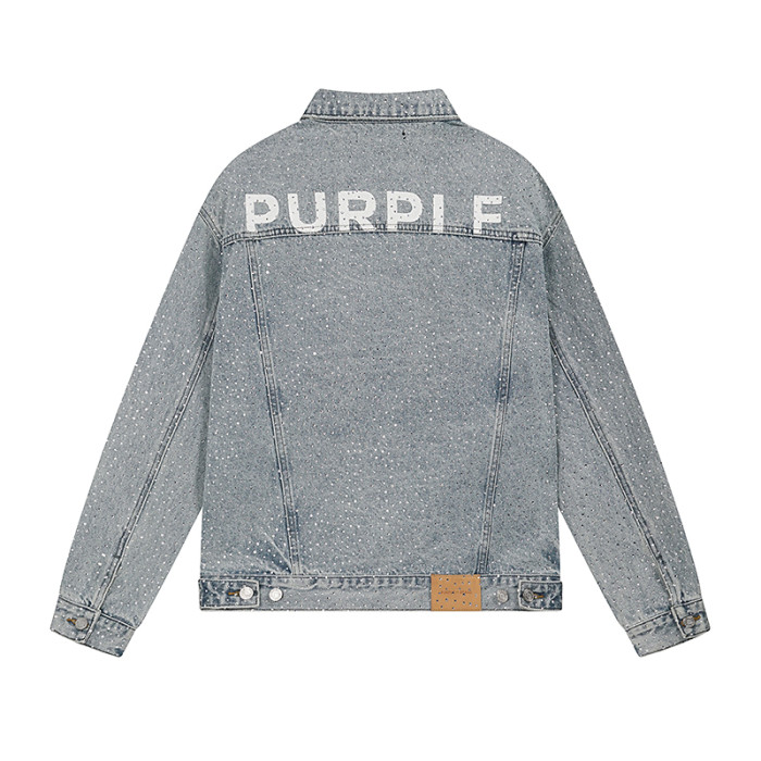 Full-Print Rhinestone Letter Print Denim Jacket 28531568