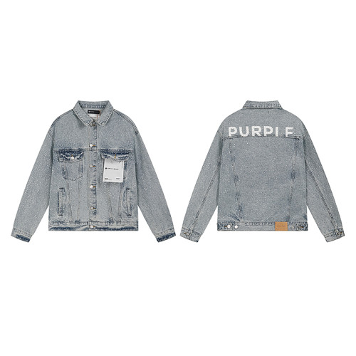 Full-Print Rhinestone Letter Print Denim Jacket 28531568