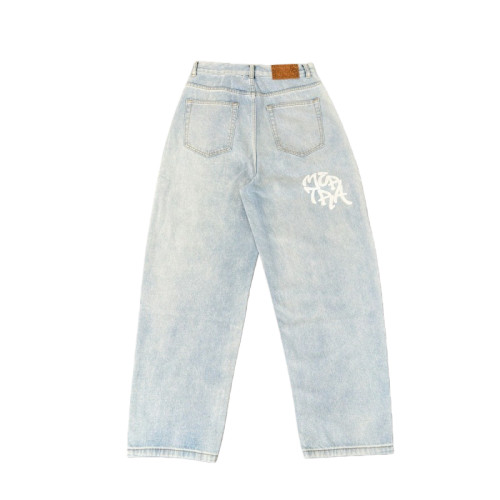 Letter Print Washed Distressed Jeans 28548958