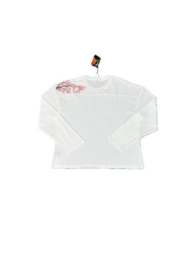 Cherry Blossom Embroidered Waffle Weave Long Sleeve T-Shirt 28565684