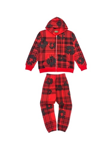 1:1 quality version Houndstooth Cotton Fleece Zipper Hoodie & Pants Set 3 colors 28566172